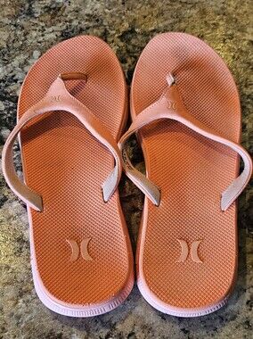 Hurley Pink Coral Textured Strap Flip Flops